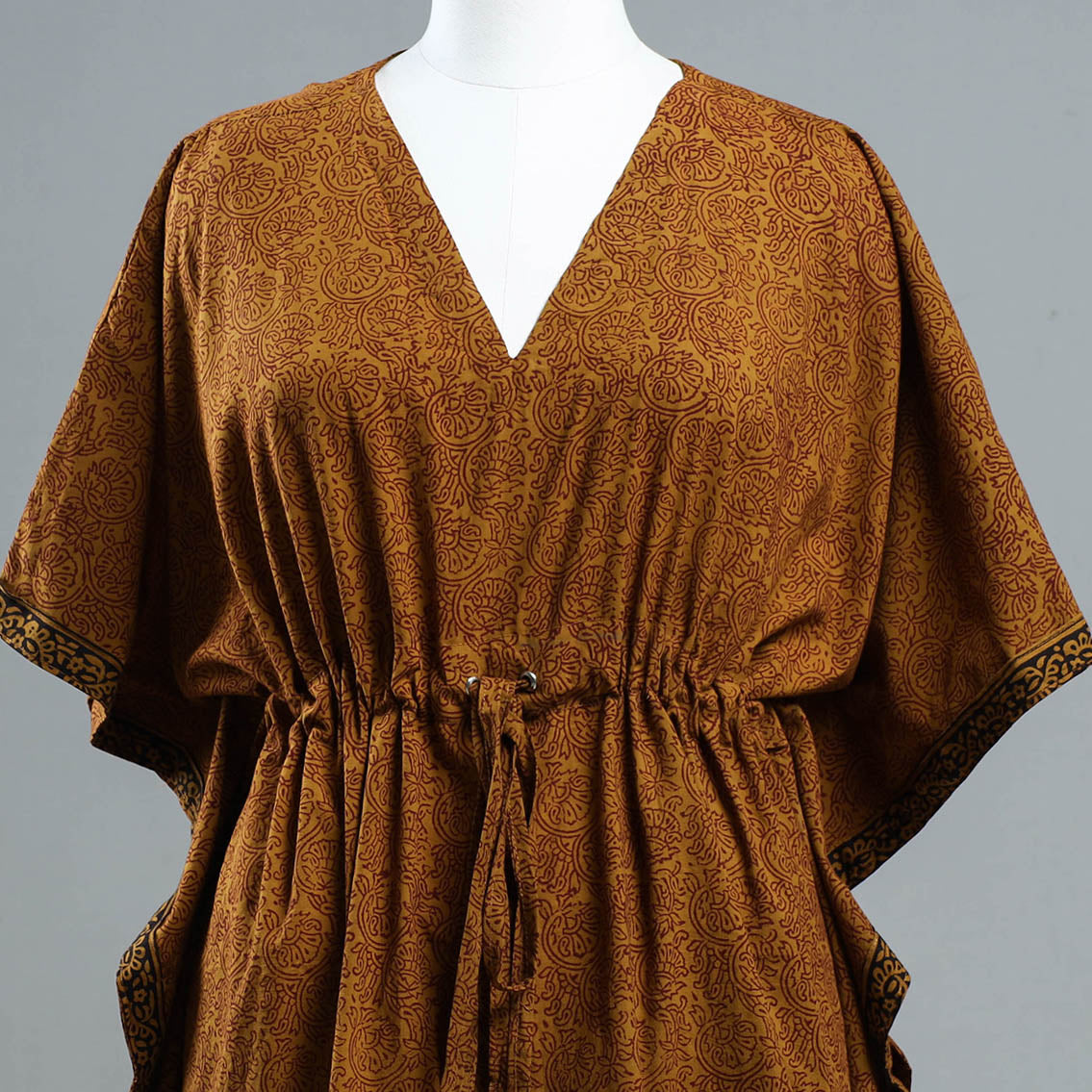  Bagh Block Printed Cotton Kaftan with Tie-Up Waist 