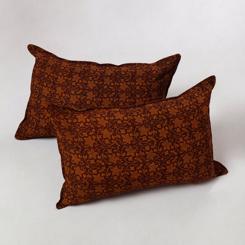 Brown - bagh printed cotton pillow cover (set of 2) 03