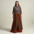  Bagh Block Printed Patchwork Cotton Long Skirt 