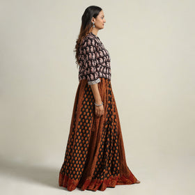  Bagh Block Printed Patchwork Cotton Long Skirt 