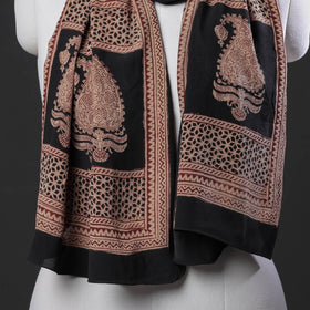 Brown - Bagh Block Printing Natural Dyed Crepe Silk Stole