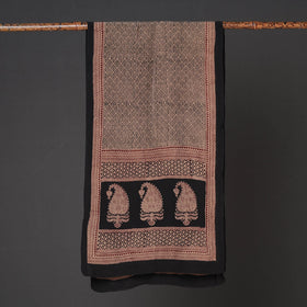Brown - Bagh Block Printing Natural Dyed Crepe Silk Stole