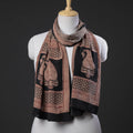 Brown - Bagh Block Printing Natural Dyed Crepe Silk Stole