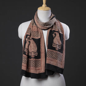 Brown - Bagh Block Printing Natural Dyed Crepe Silk Stole