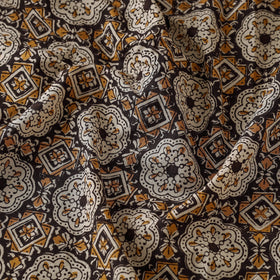 Brown Bagru Block Print Natural Dyed Cotton Fabric 