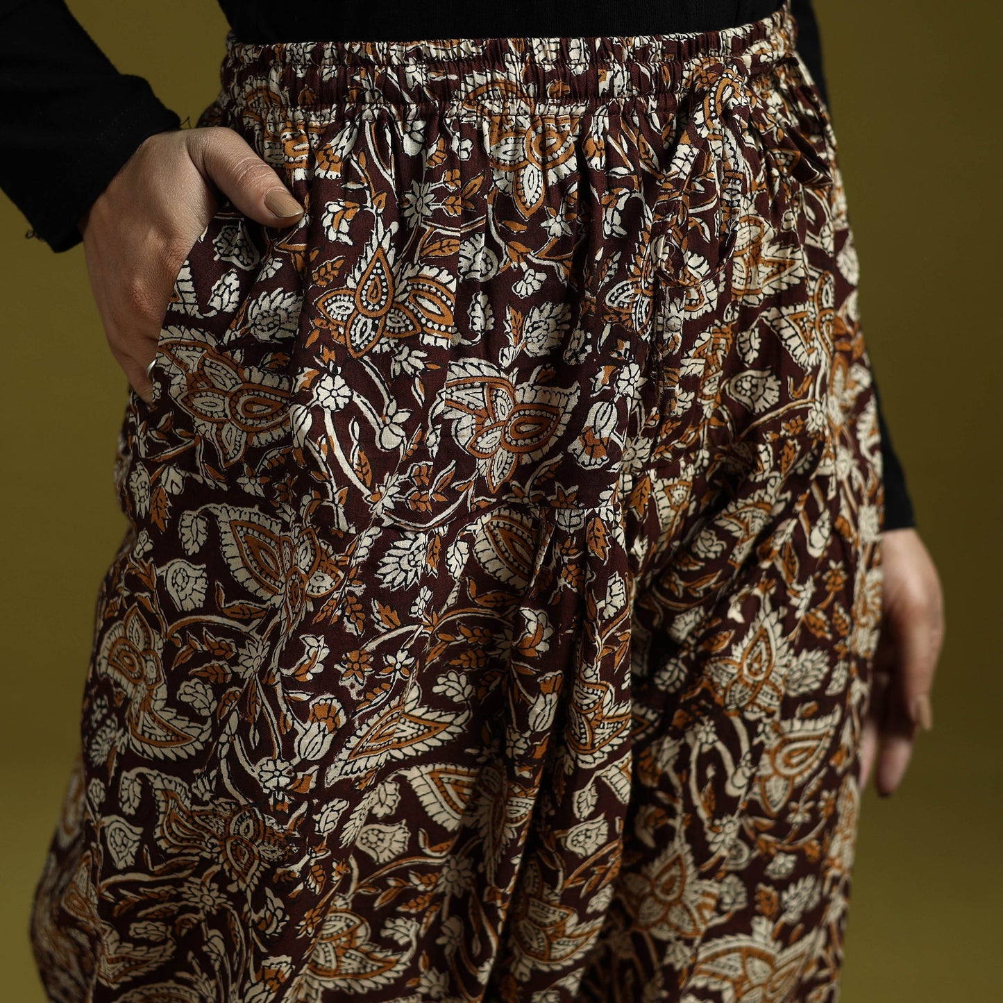 Brown - bagru natural dyed cotton salwar 07 - handcrafted