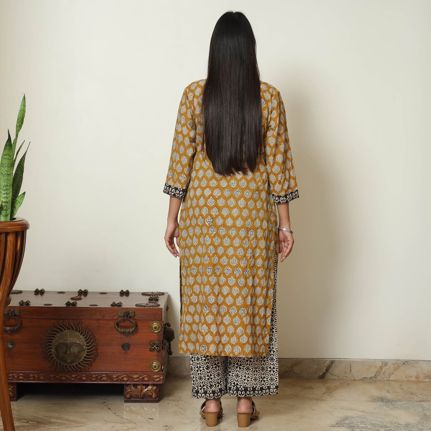  Bagru Block Printed Cotton Kurta with Palazzo & Kota Doria Dupatta Set 11 