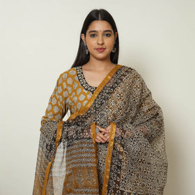  Bagru Block Printed Cotton Kurta with Palazzo & Kota Doria Dupatta Set 11 