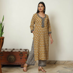  Bagru Block Printed Cotton Kurta with Palazzo & Kota Doria Dupatta Set 11 