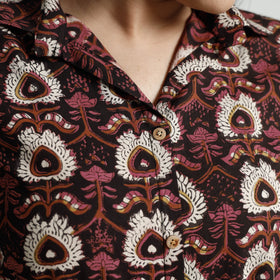 Brown - Bagru Block Printed Cotton Kurta with Palazzo Set