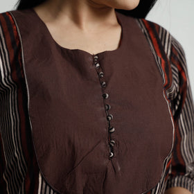 Brown - Bagru Block Printed Cotton Kurta with Palazzo Set