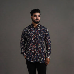  Brown Bagru Block Printed Cotton Men Full Sleeve Shirt