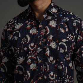  Brown Bagru Block Printed Cotton Men Full Sleeve Shirt