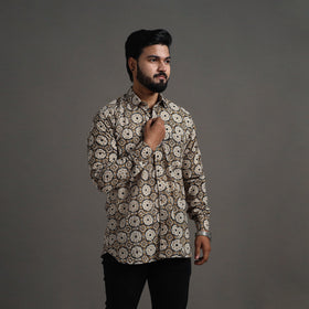  Brown Bagru Block Printed Cotton Men Full Sleeve Shirt