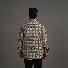  Brown Bagru Block Printed Cotton Men Full Sleeve Shirt