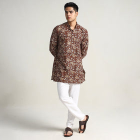 Maroon - bagru printed cotton men short kurta 08