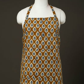 Brown - bagru cotton apron with pocket 28 - handcrafted