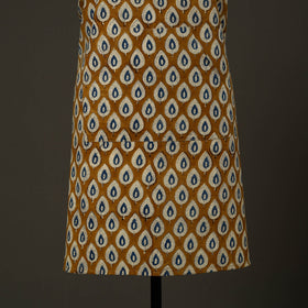 Brown - bagru cotton apron with pocket 28 - handcrafted