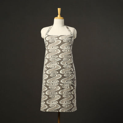 Brown - bagru cotton apron with pocket 53 - handcrafted