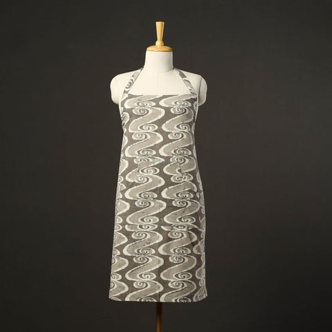 Brown - bagru cotton apron with pocket 53 - handcrafted