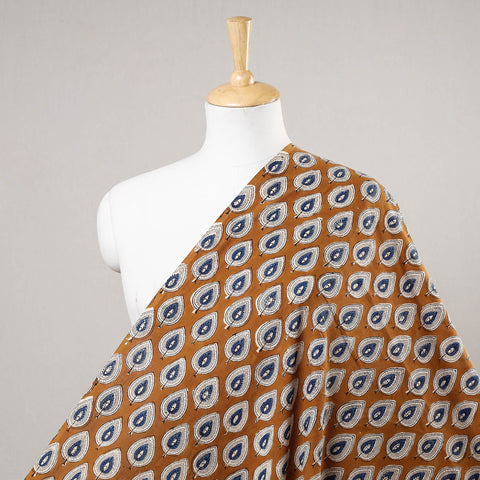 Brown Traditional Bagru Print Fabric from Rajasthan