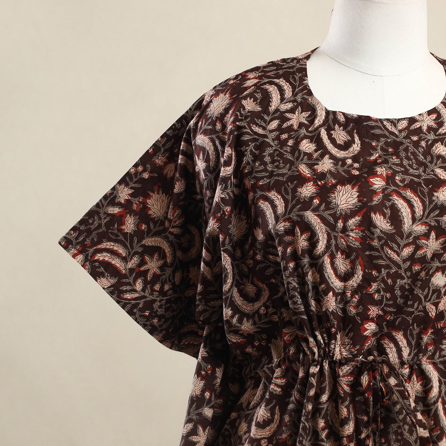 Buy Brown Bagru Block Print Cotton Kaftan