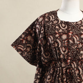 Buy Brown Bagru Block Print Cotton Kaftan