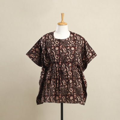 Buy Brown Bagru Block Print Cotton Kaftan