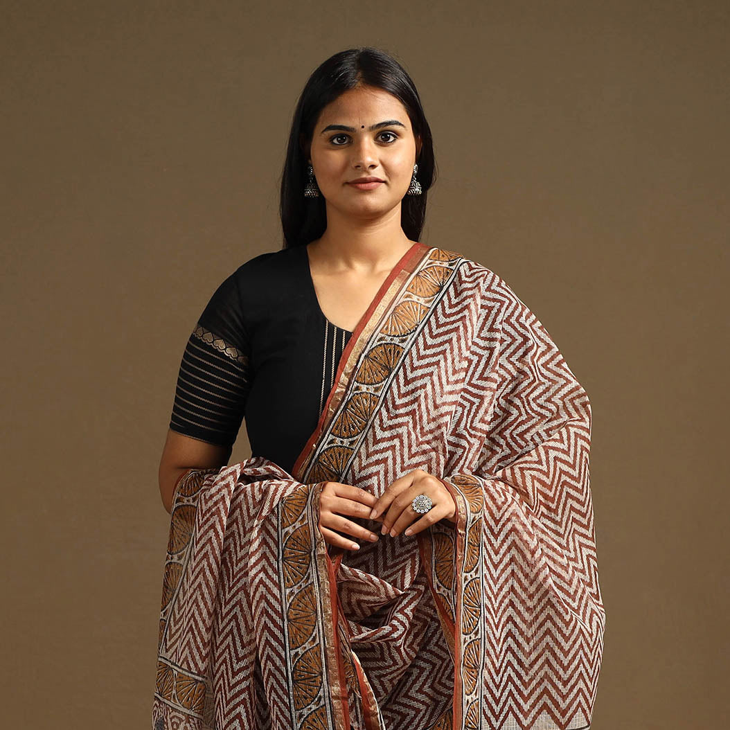 Buy Bagru Block Print Cotton Kota Doria Dupatta