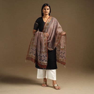 Buy Bagru Block Print Cotton Kota Doria Dupatta