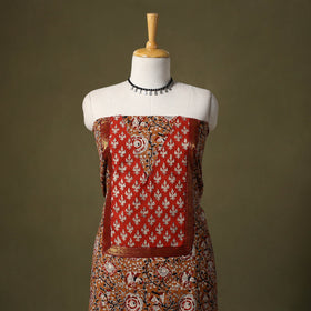 Brown Bagru Print Cotton Unstitched Kurta Material