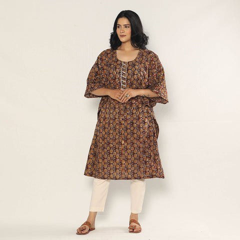 Buy Bagru Dabu Block Print Cotton Kaftan Dress