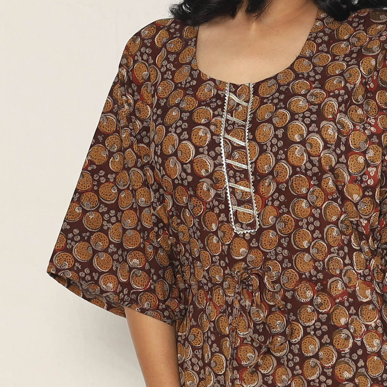 Buy Bagru Dabu Block Print Cotton Kaftan Dress