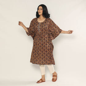 Buy Bagru Dabu Block Print Cotton Kaftan Dress