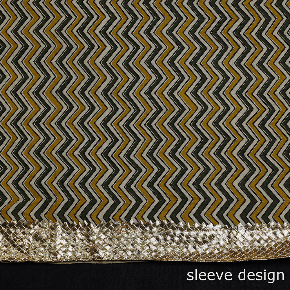  Brown Bagru Dabu Block Printed Cotton Kurta Material