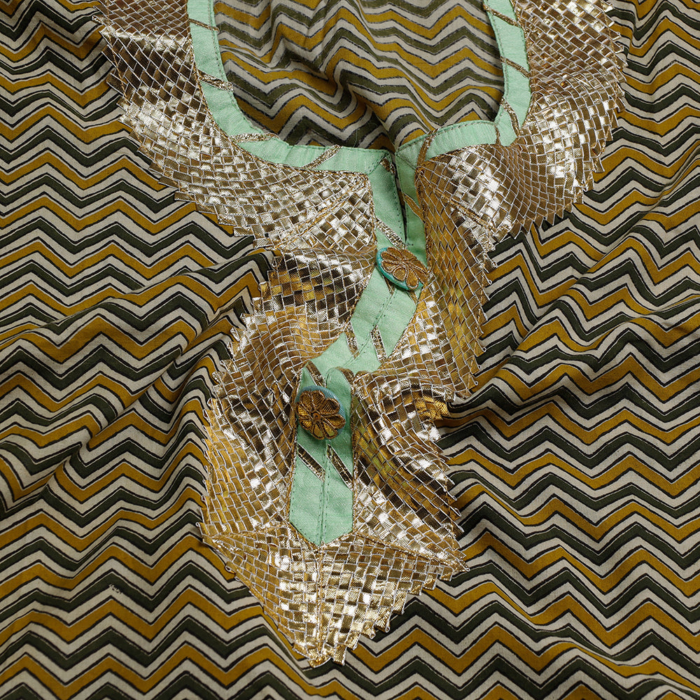  Brown Bagru Dabu Block Printed Cotton Kurta Material