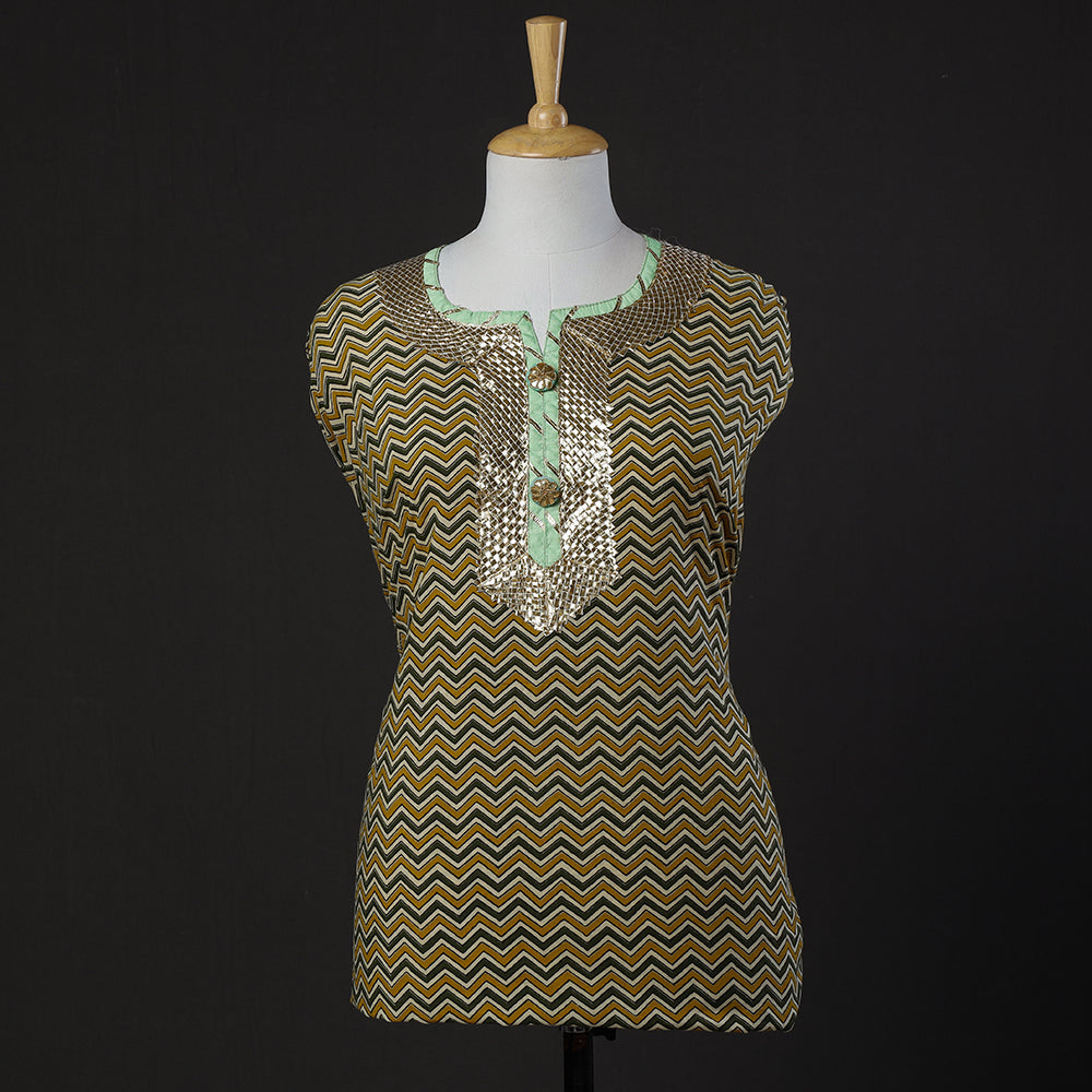  Brown Bagru Dabu Block Printed Cotton Kurta Material