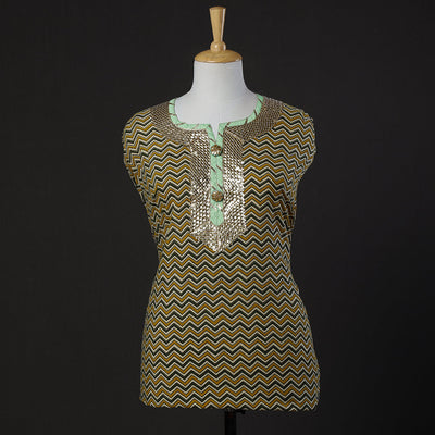  Brown Bagru Dabu Block Printed Cotton Kurta Material