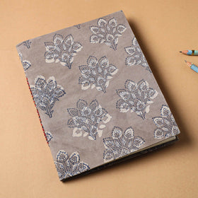 Brown Bagru Fabric Cover Handmade Paper Notebook