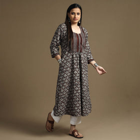  Bagru Hand Block Printed Cotton Long Kurta 