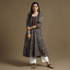  Bagru Hand Block Printed Cotton Long Kurta 