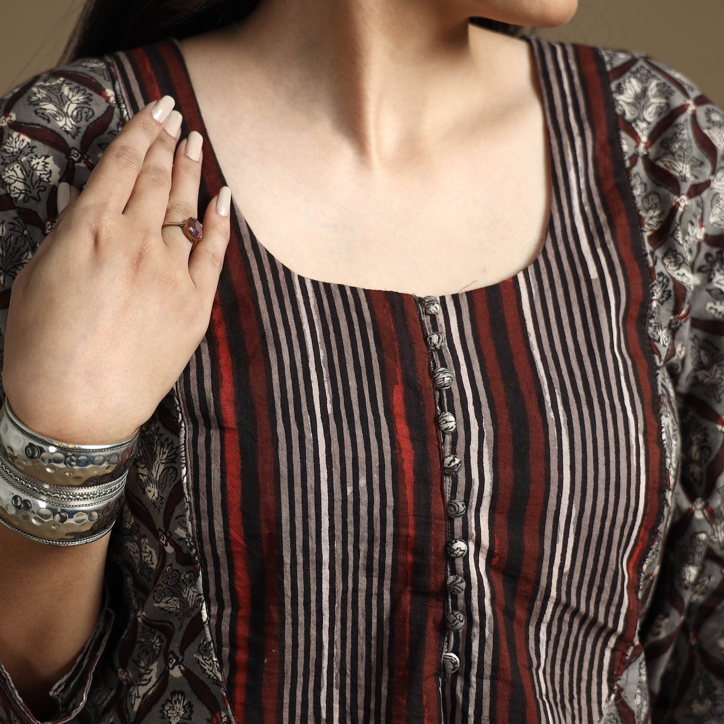  Bagru Hand Block Printed Cotton Long Kurta 