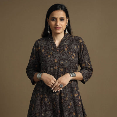  Bagru Hand Block Printed Cotton Long Kurta 