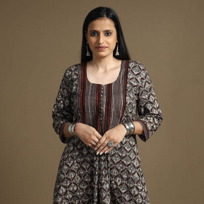  Bagru Hand Block Printed Cotton Long Kurta 