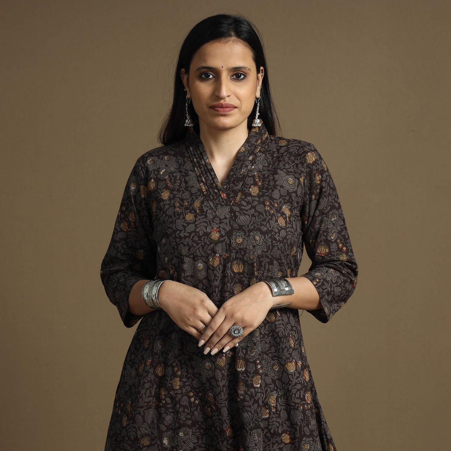  Bagru Hand Block Printed Cotton Long Kurta 