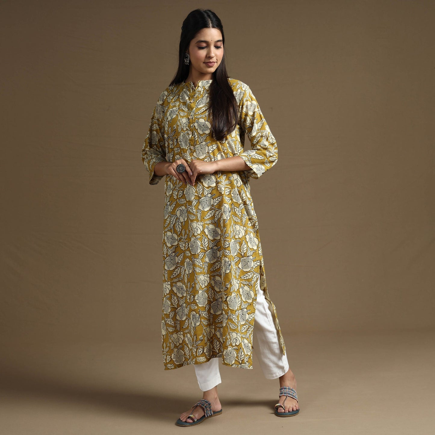  Bagru Hand Block Printed Cotton Long Kurta Online at iTokri.com