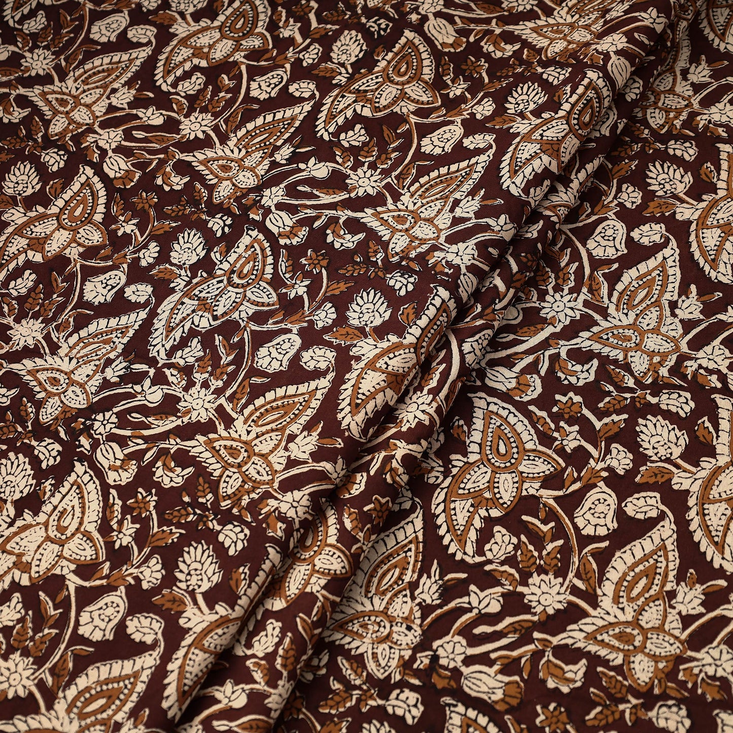 Brown Bagru Block Print Natural Dyed Cotton Fabric