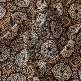 Brown Bagru Block Print Natural Dyed Cotton Fabric 