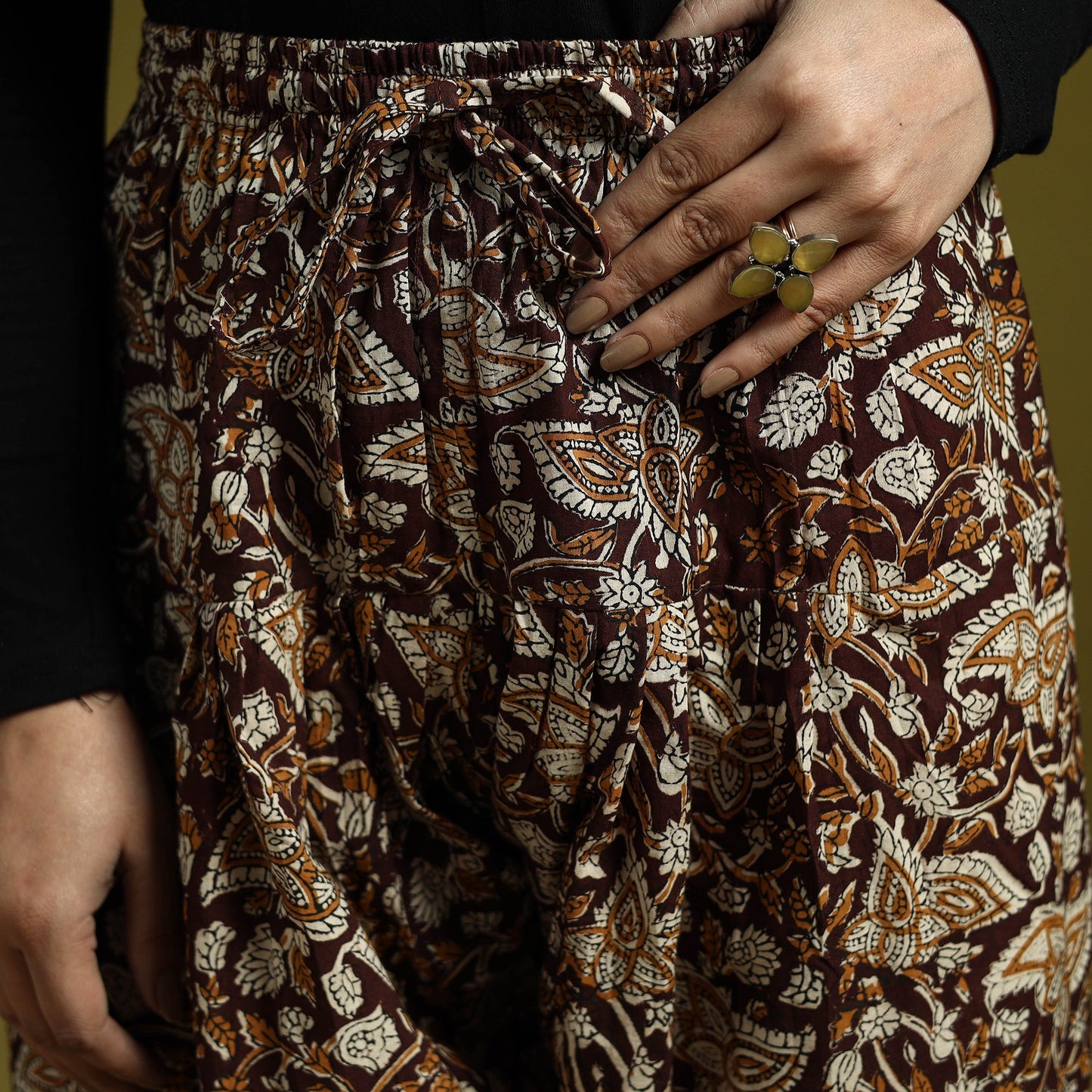 Brown - bagru natural dyed cotton salwar 07 - handcrafted