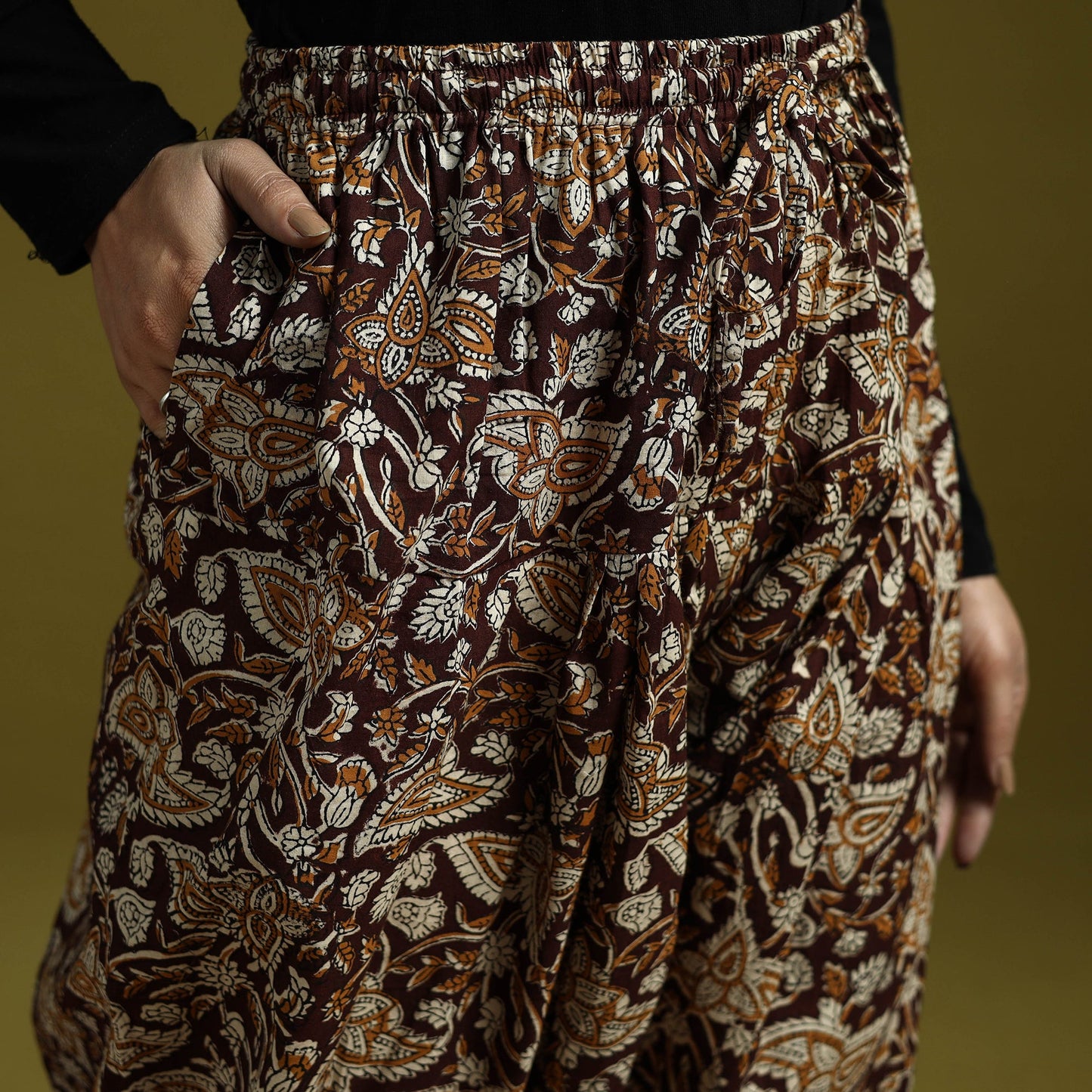 Brown - bagru natural dyed cotton salwar 07 - handcrafted